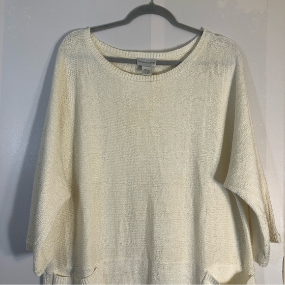 Soft Surroundings Pullover Women’s White Knit Tunic/Dress Pockets One Size - Picture 2 of 10